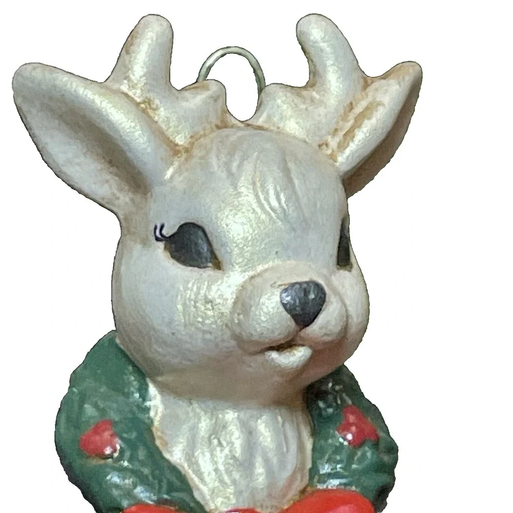 Vintage Christmas Reindeer with Wreath Icicle‎ Ornament 8 inches Retro